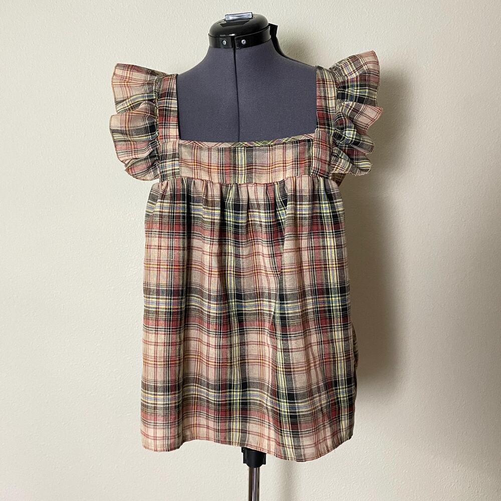 Handmade Plaid Ruffle Babydoll Ruffle Top farmers daughter cottage prairie